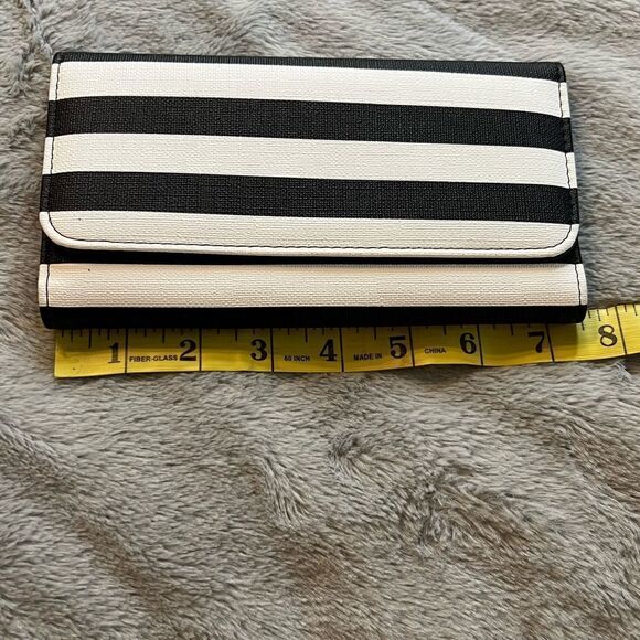 Kut from the Kloth Black & White Stripe Three Fold Long Wallet - Picture 6 of 10